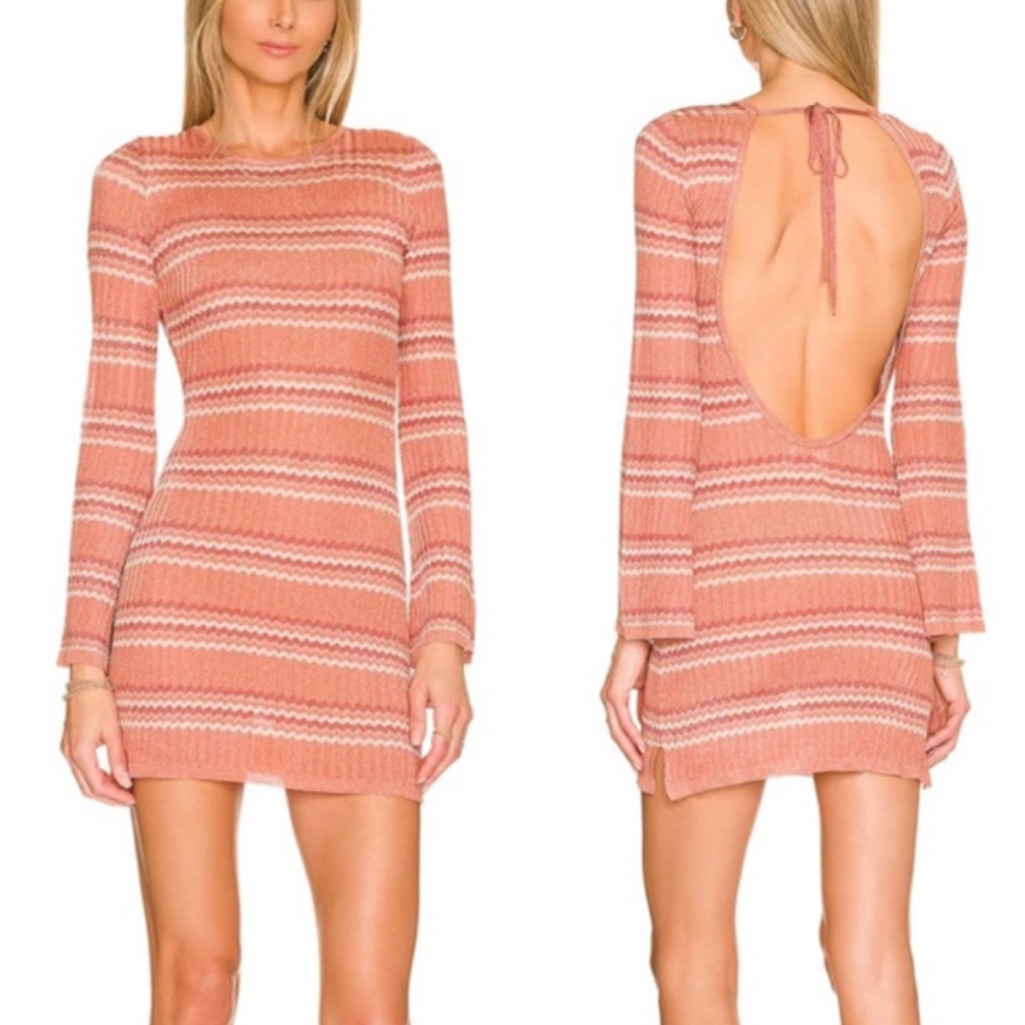 L*Space Waloma Shimmer Striped Cover-Up Mini Dress Anthropologie Boho Large
